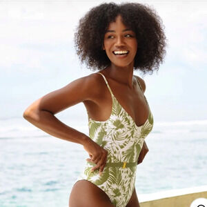 Kenny Flowers Green and White One Piece Swimsuit